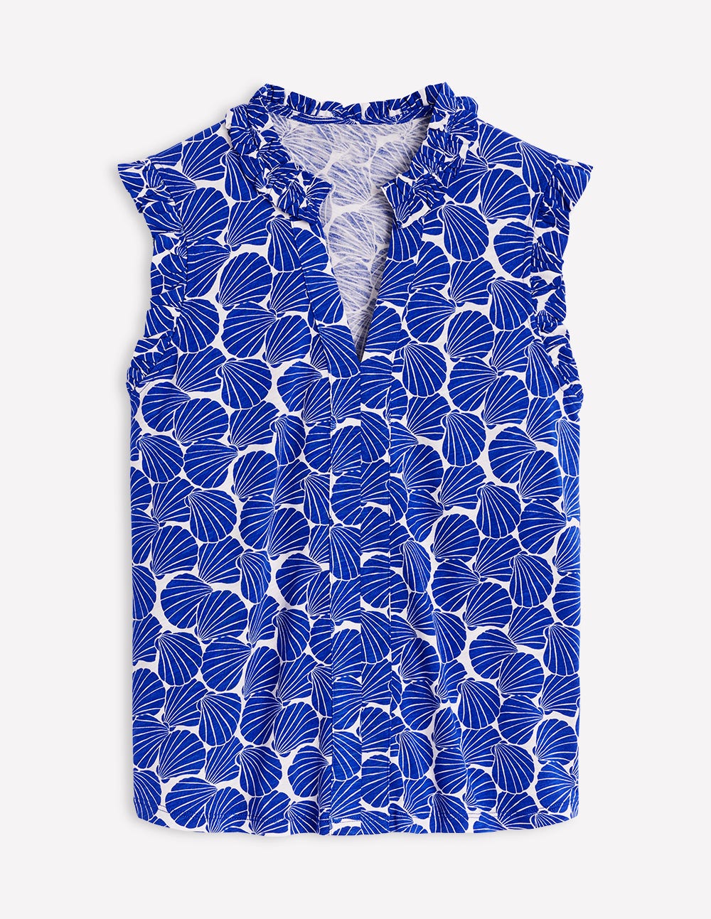 Lola Sleeveless Top-Bright Blue, Seashell - Image 5