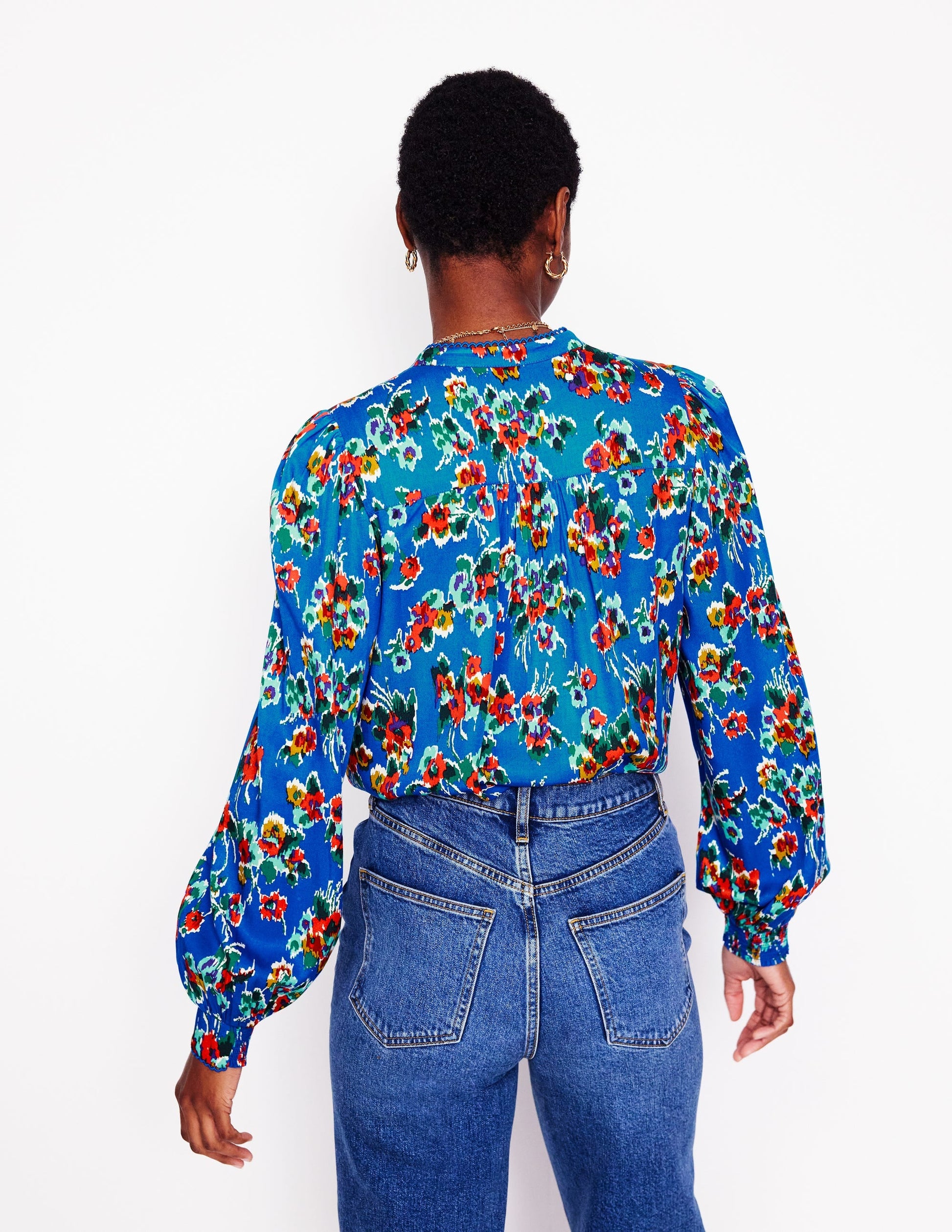 Ara Long Sleeve Top-Gallery Blue, Abstract Posy-4