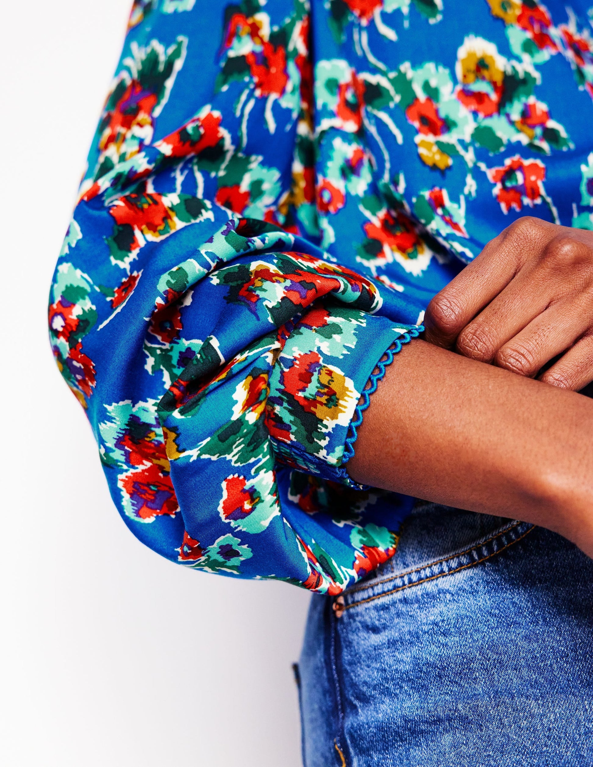 Ara Long Sleeve Top-Gallery Blue, Abstract Posy-6