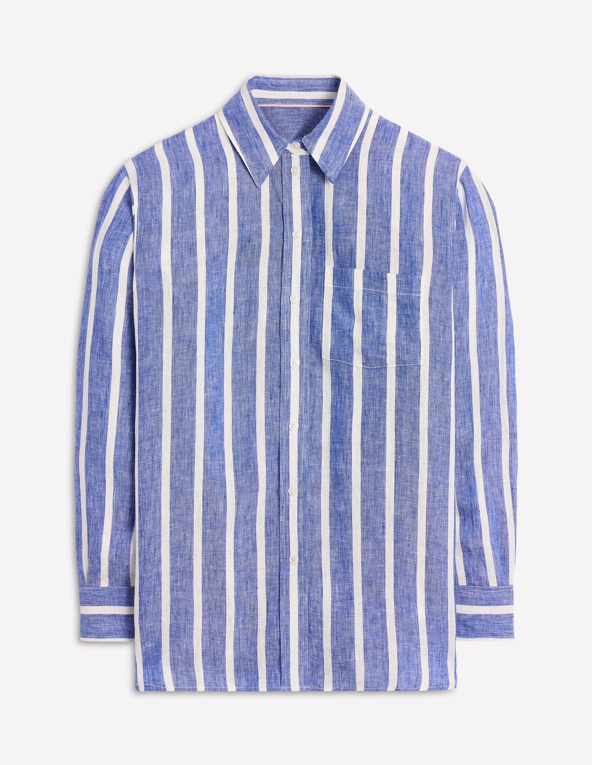Sadie Relaxed Linen Shirt-Bright Blue Woven Breton-6