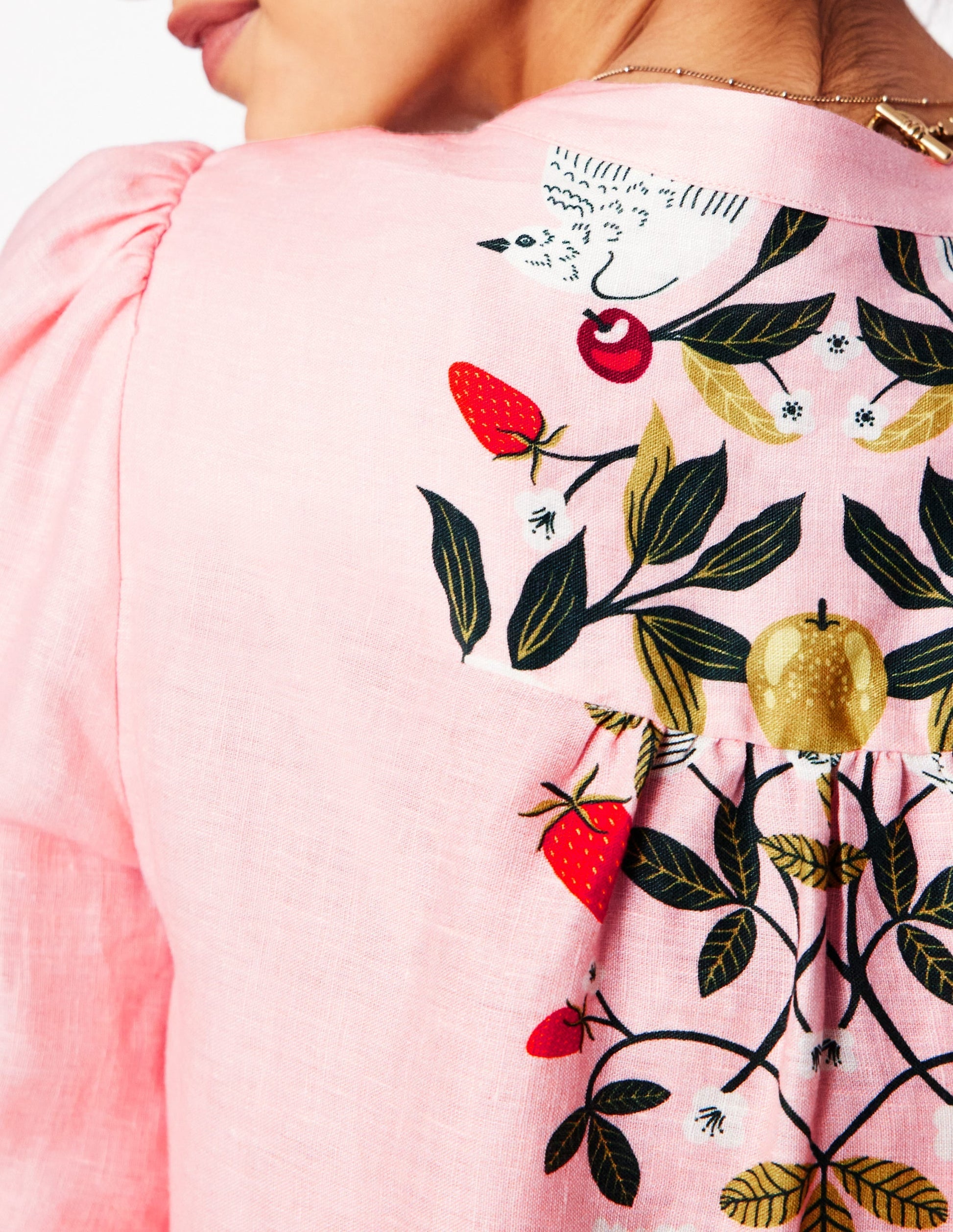 Alicia Linen Top-Provence Pink, Bird Paradise-3