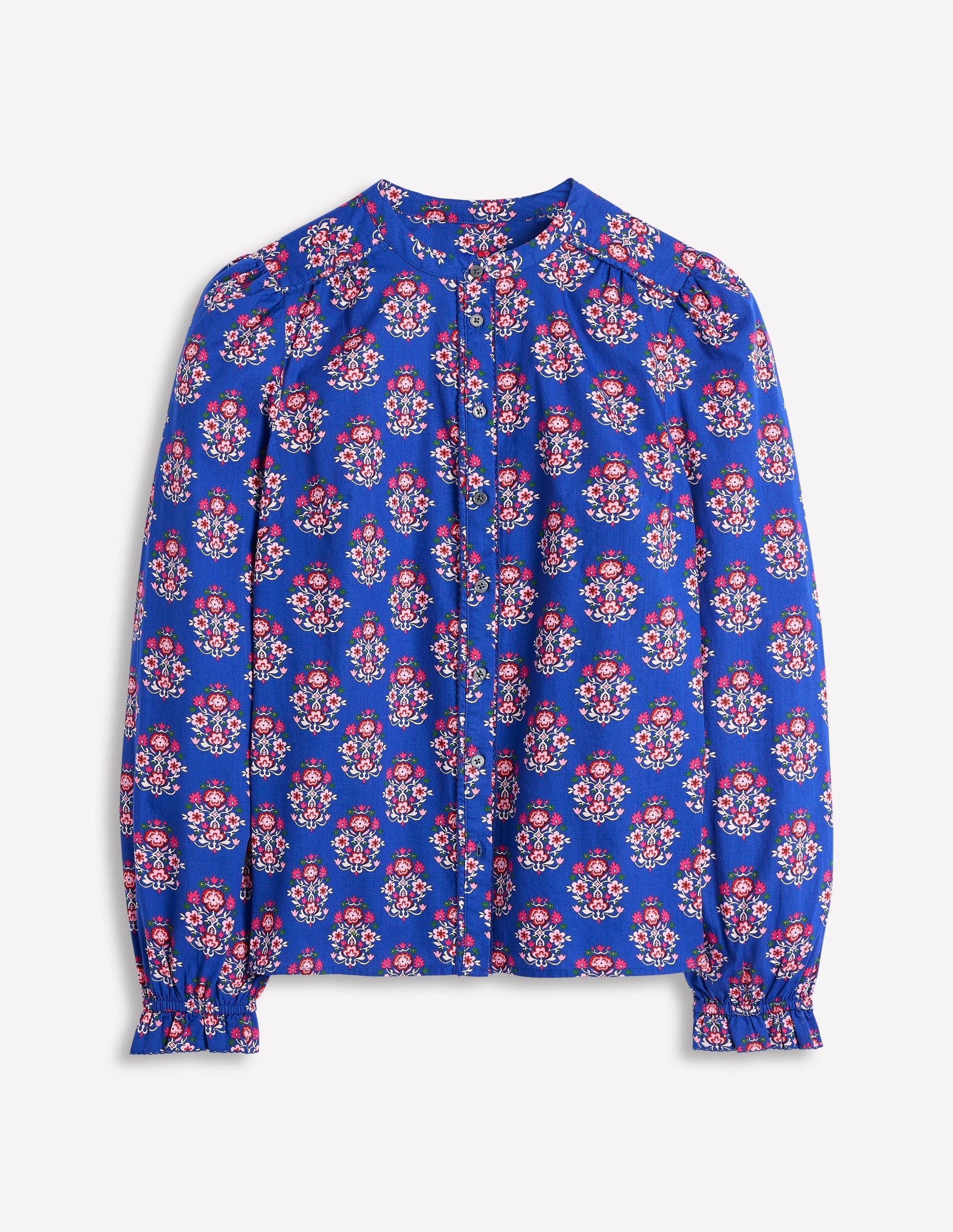 Arabella Cotton Blouse-Bright Blue, Wildflower Stamp - Image 7