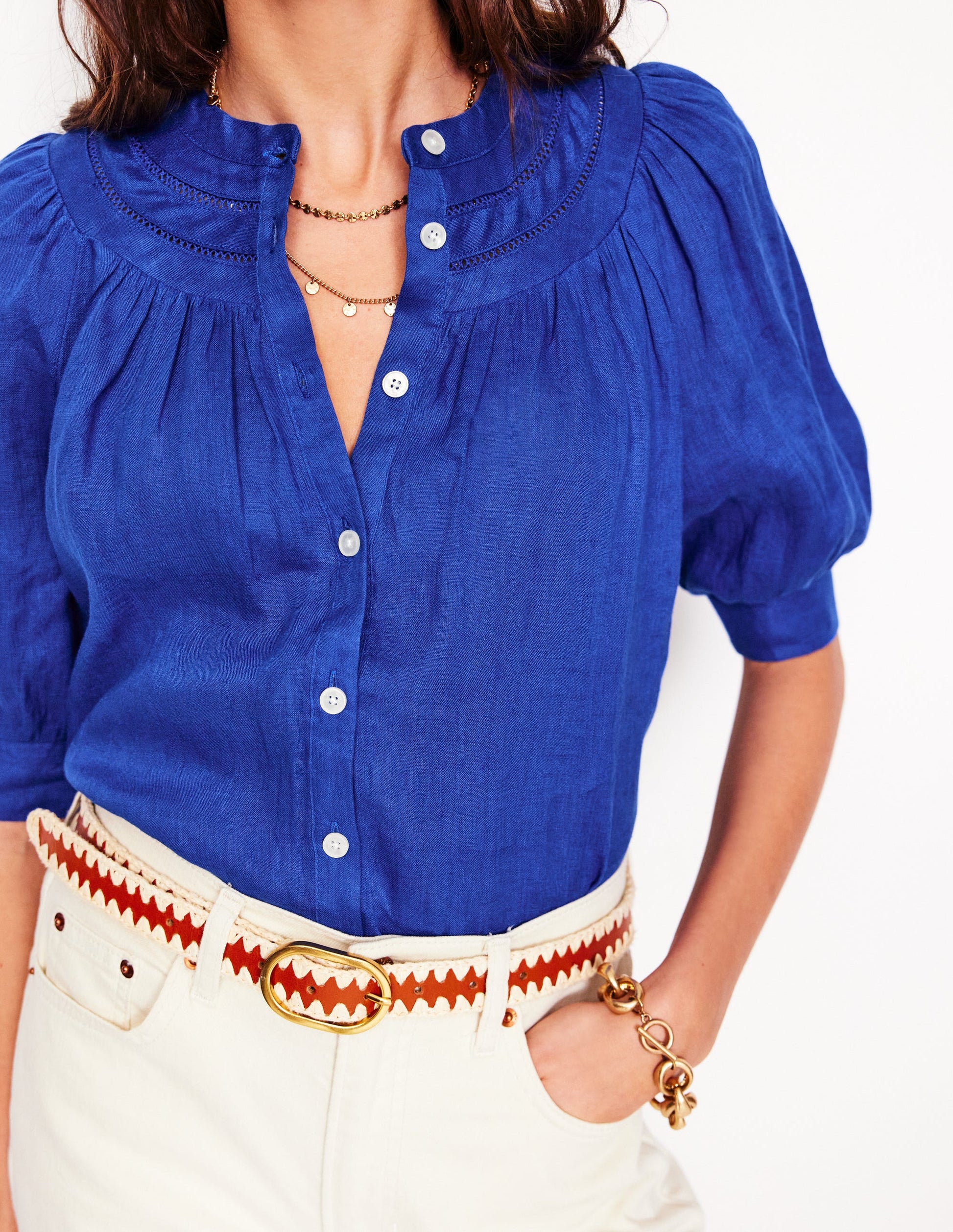 Bea Linen Top-Bright Blue-2