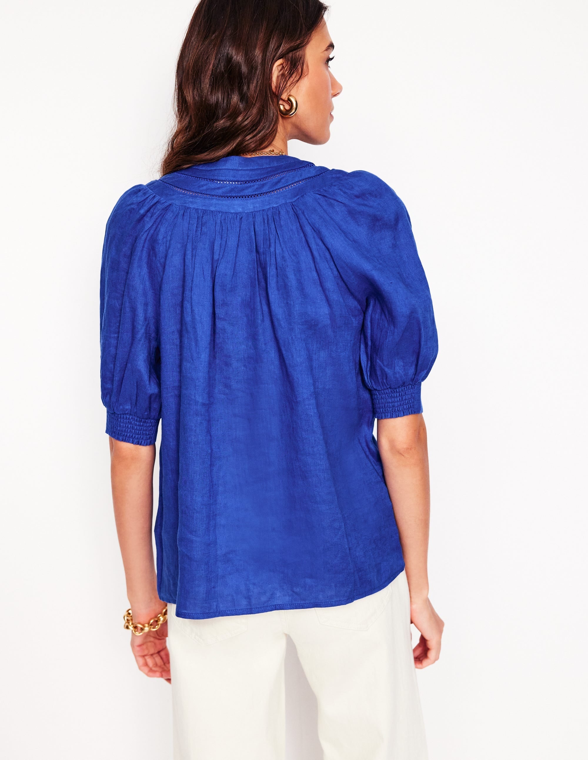 Bea Linen Top-Bright Blue - Image 3