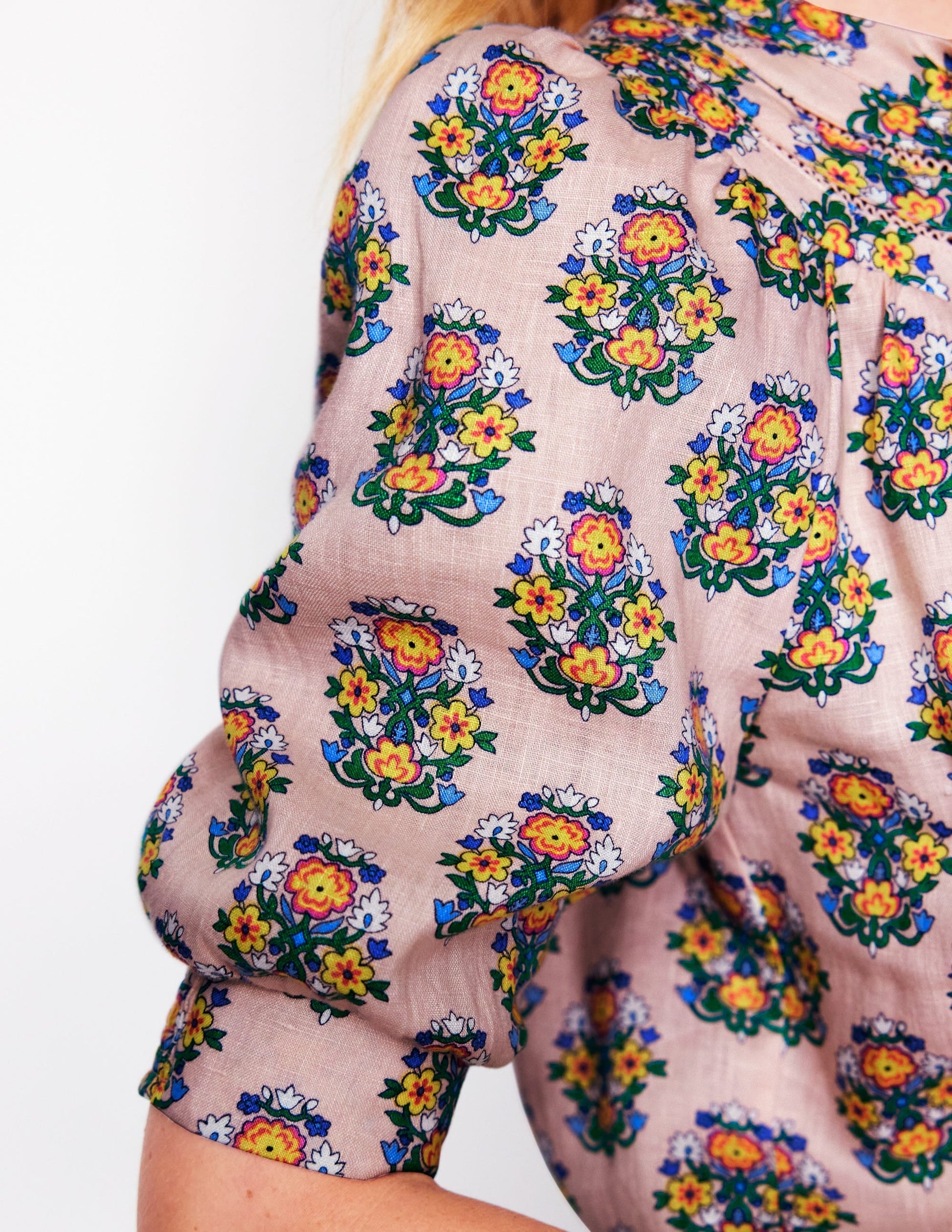 Bea Linen Top-Pink, Wildflower Stamp-5