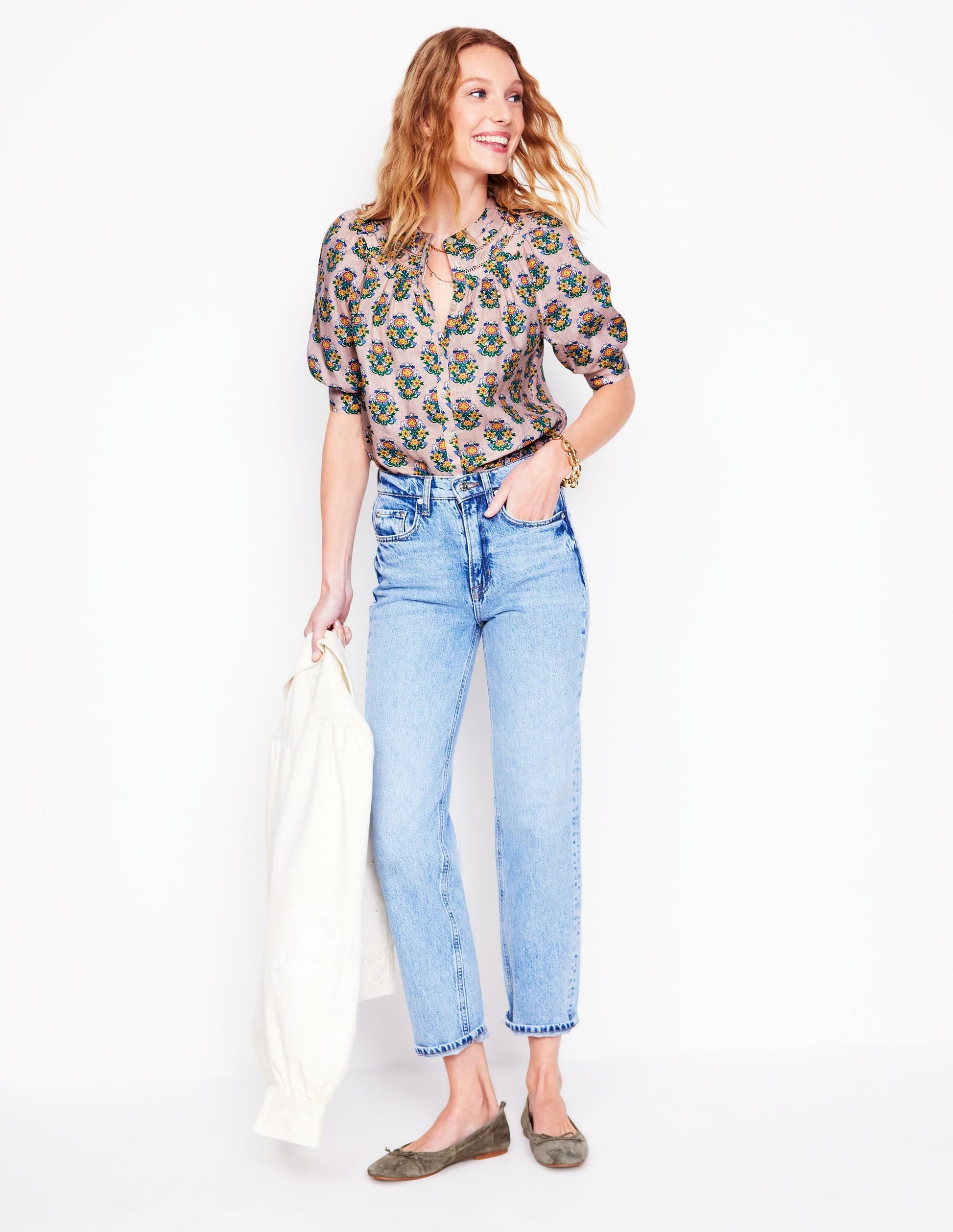 Bea Linen Top-Pink, Wildflower Stamp-6