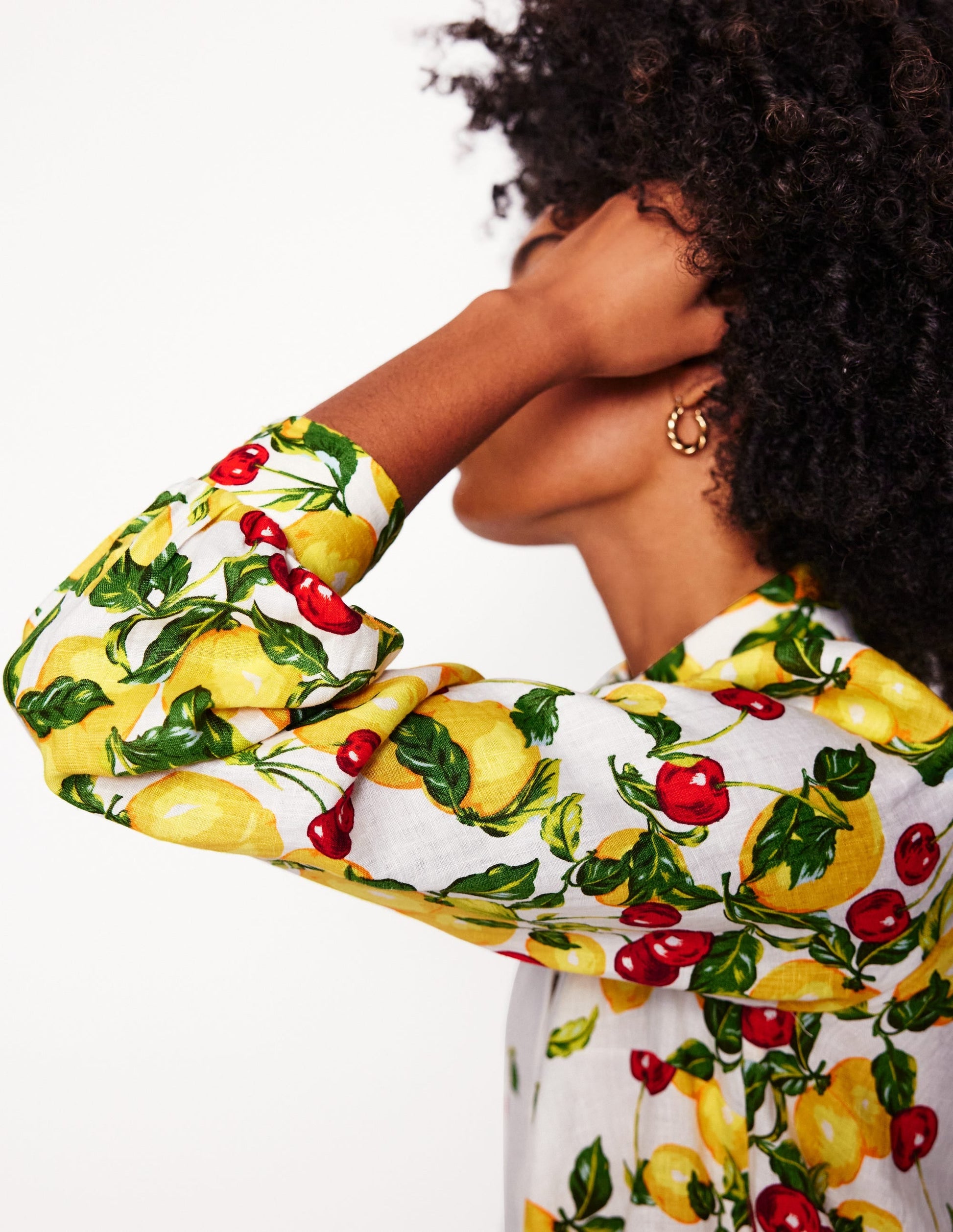 Placement Print Linen Shirt-Ivory, Cherries and Lemons-2