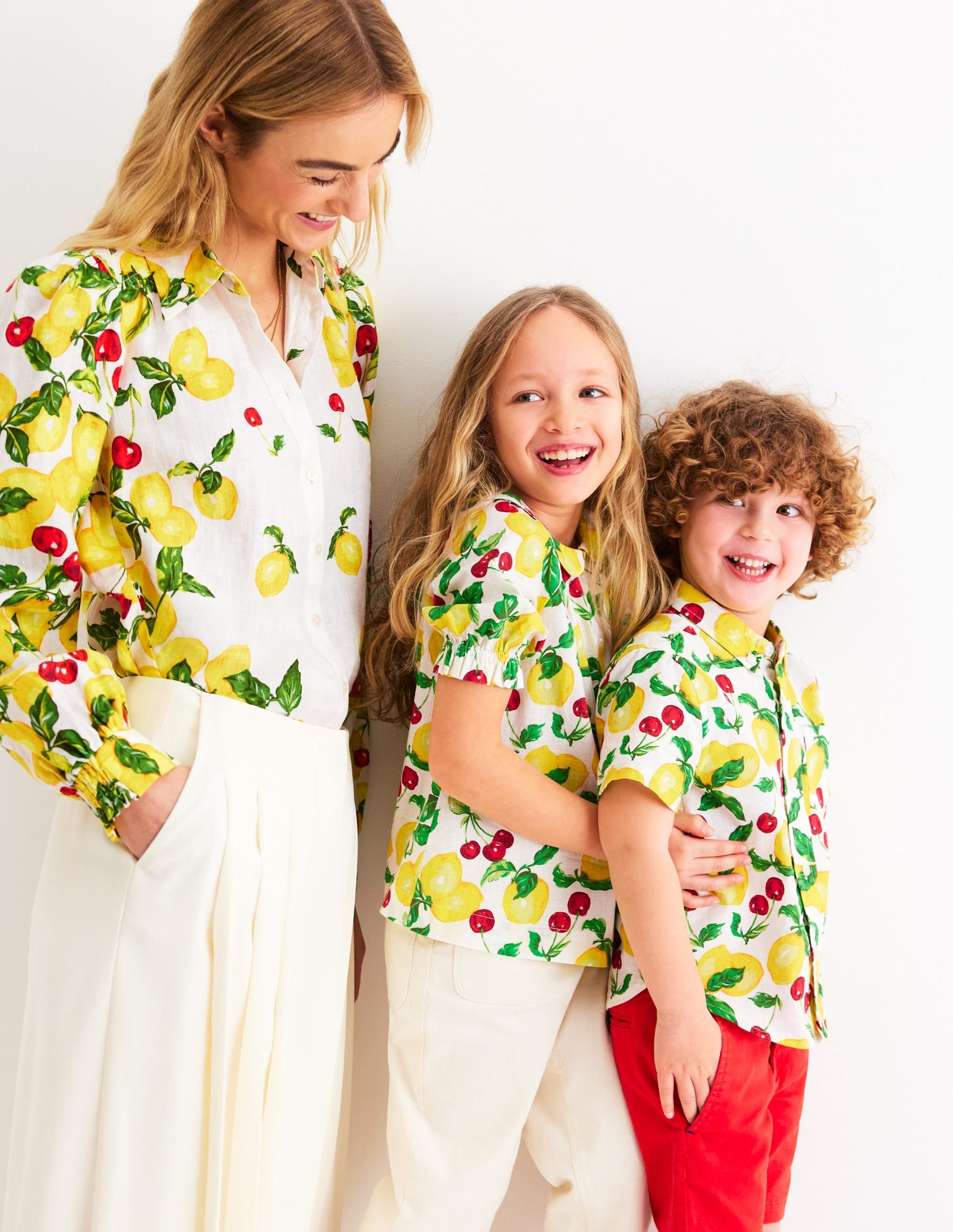 Placement Print Linen Shirt-Ivory, Cherries and Lemons-6