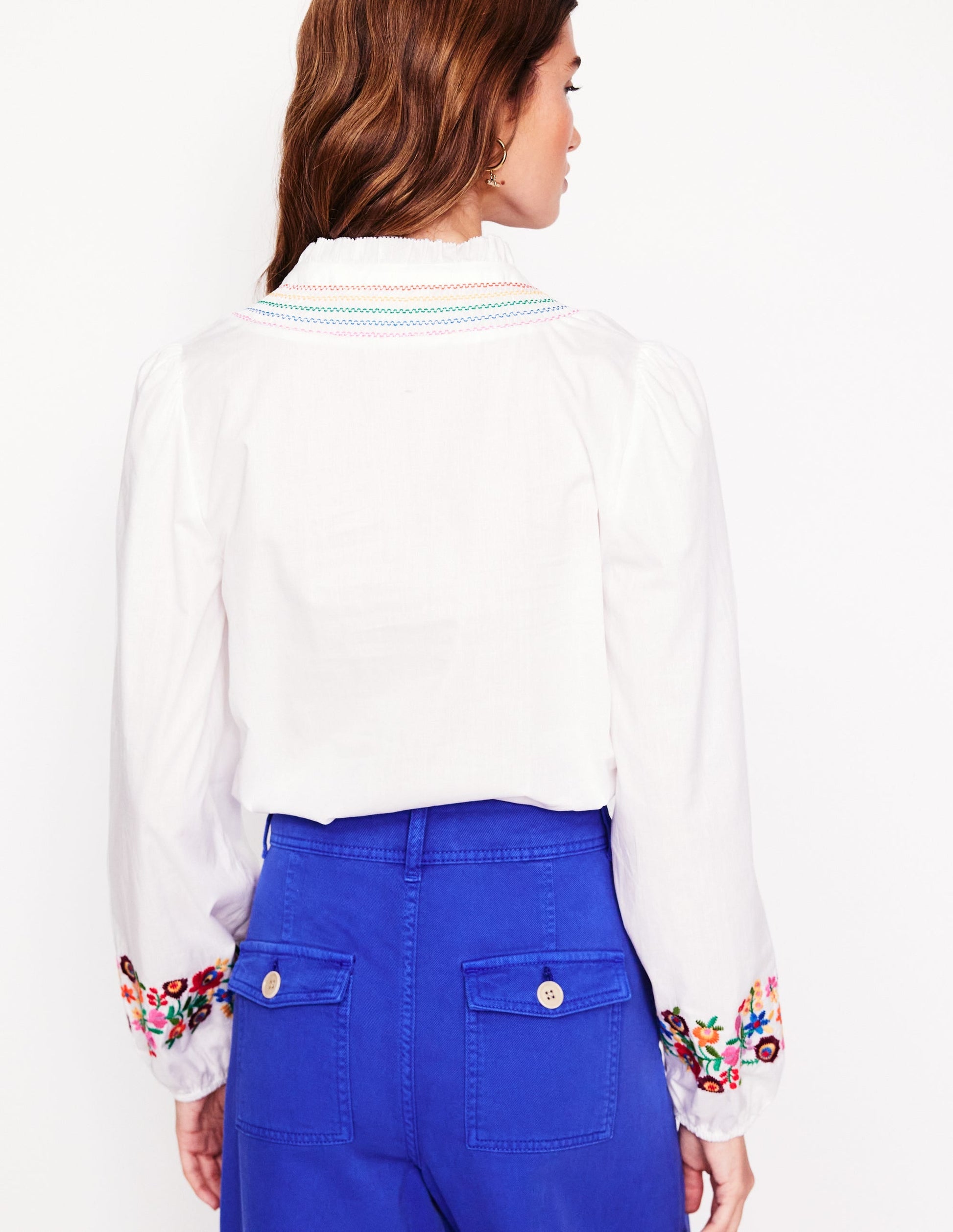 Embroidered Cotton Top-White, Multi Embroidery-3