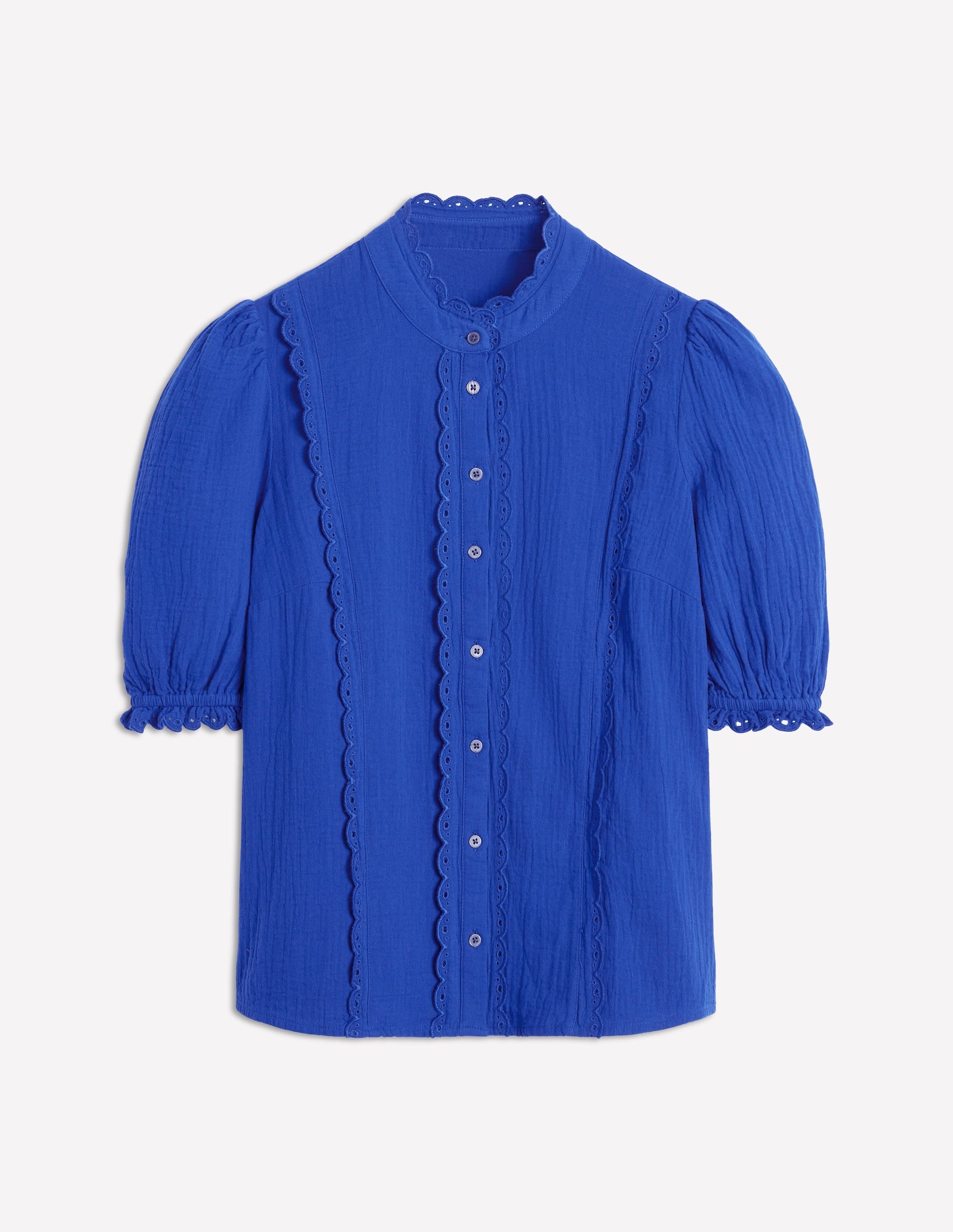 Scallop Double Cloth Top-Bright Blue - Image 5