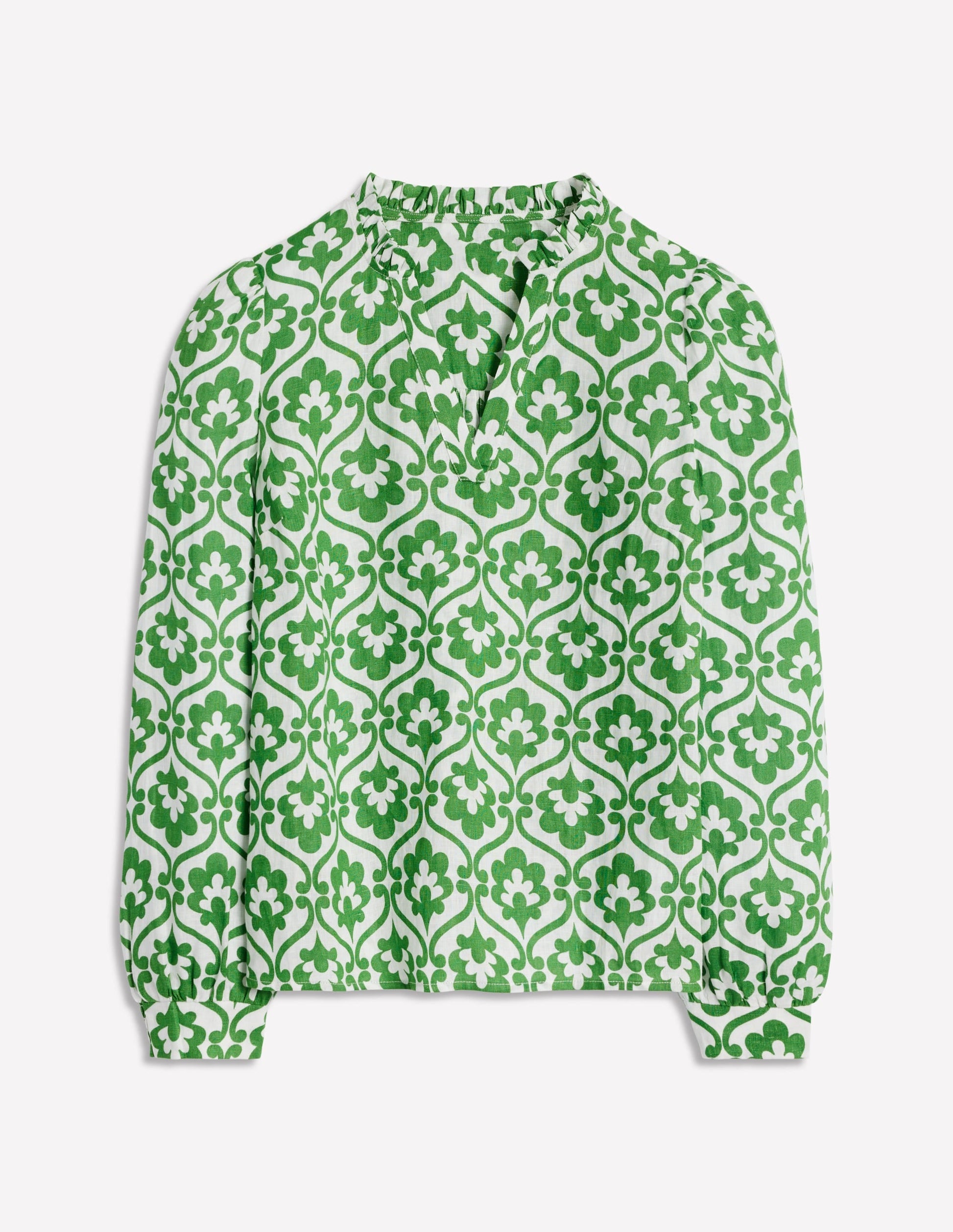 Grace Linen Top-Paradise Green, Ivy Trellis-5