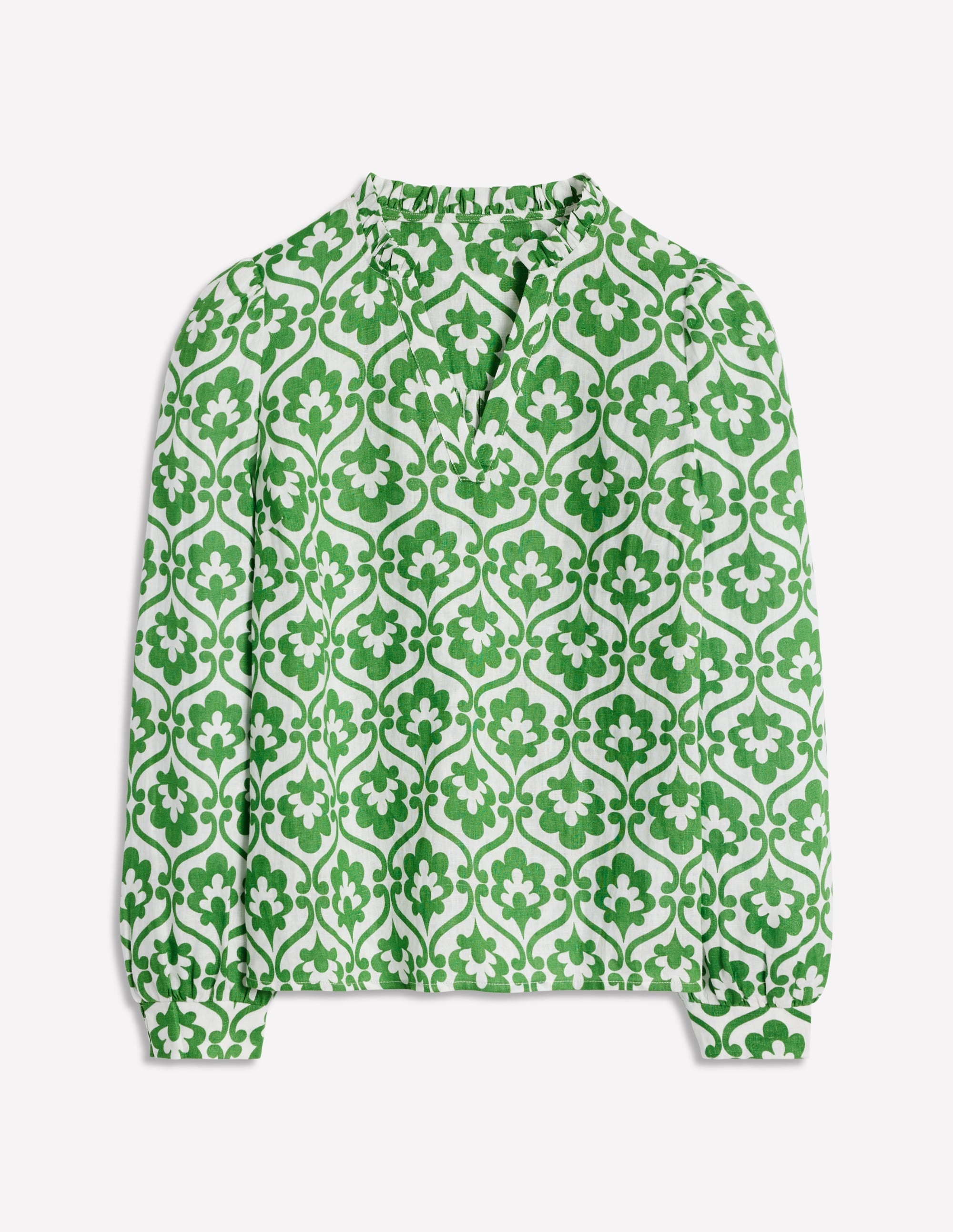 Grace Linen Top-Paradise Green, Ivy Trellis - Image 5