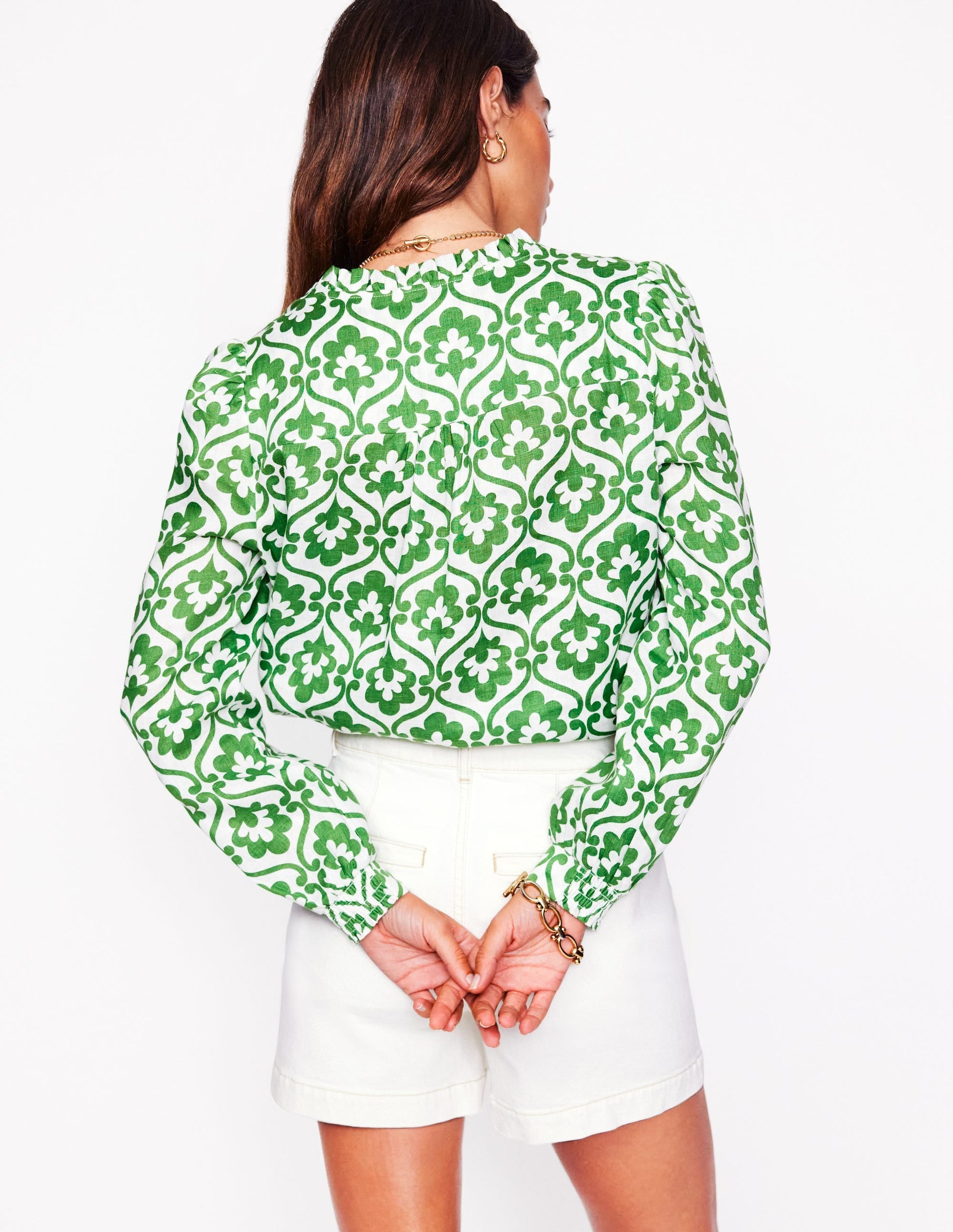 Grace Linen Top-Paradise Green, Ivy Trellis-3