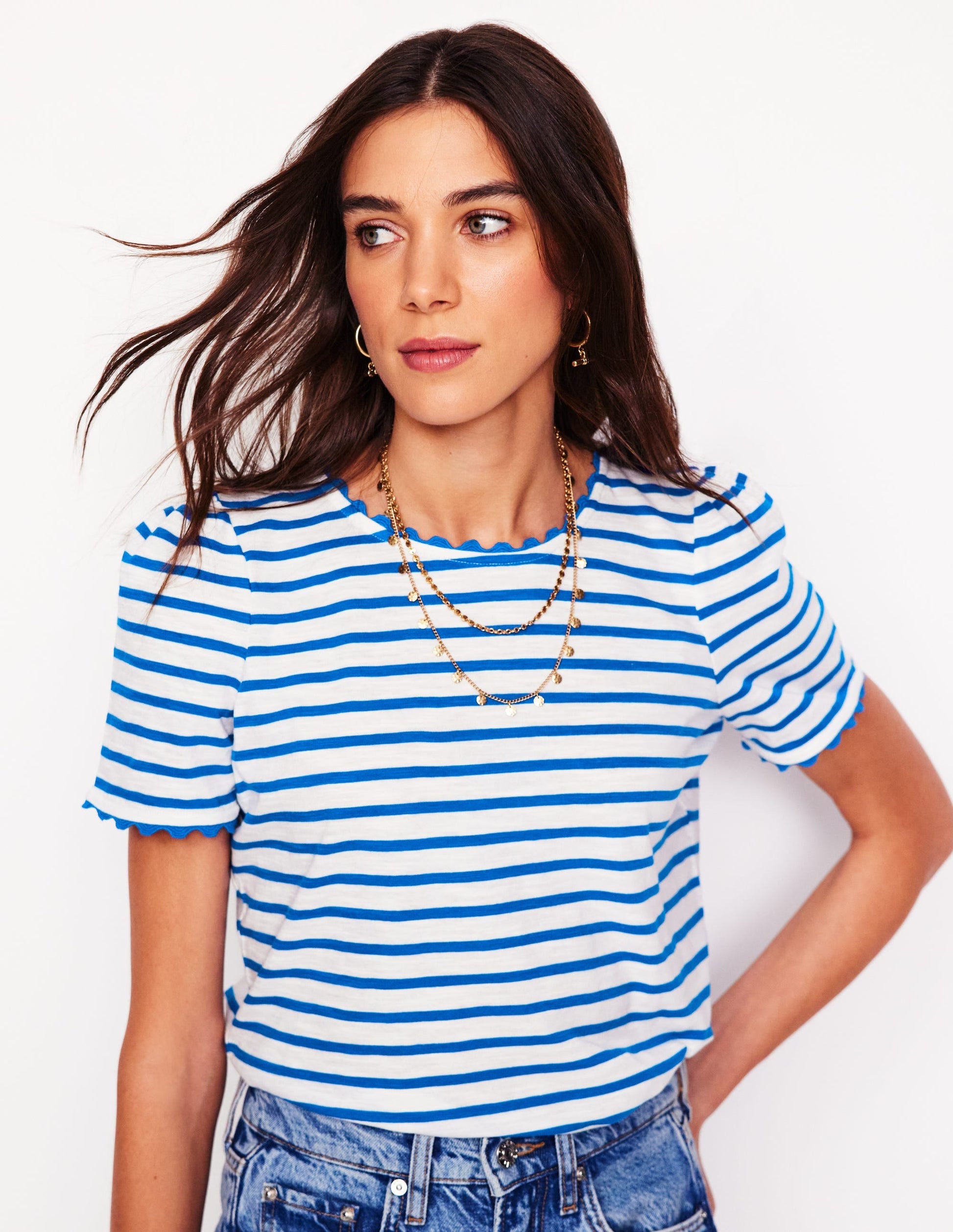 Ali Ricrac T-shirt-Ivory, Gallery Blue-4