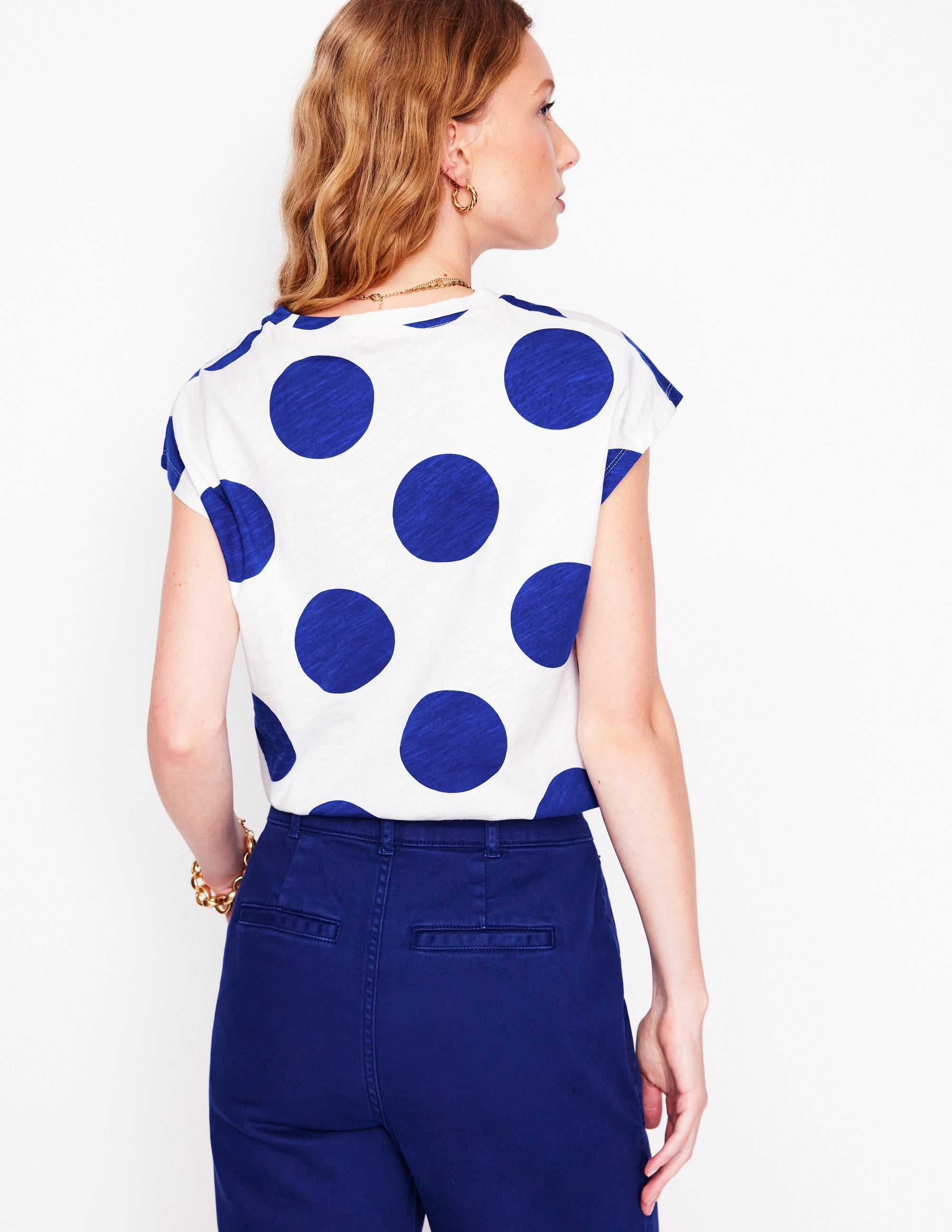 Printed Slub T-Shirt-Bright Blue, Spot - Image 3