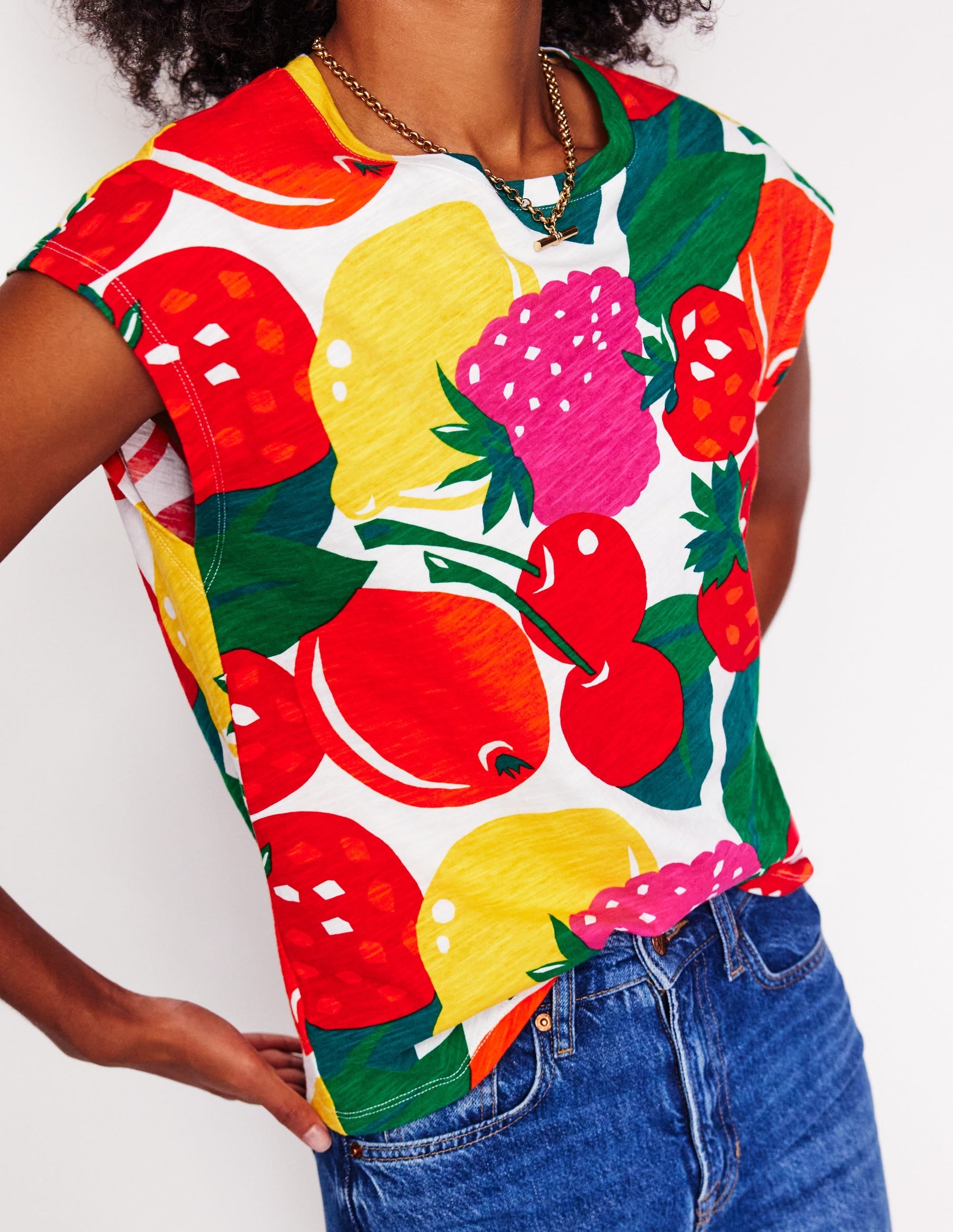 Printed Slub T-Shirt-Multi, Summer Fruits-2