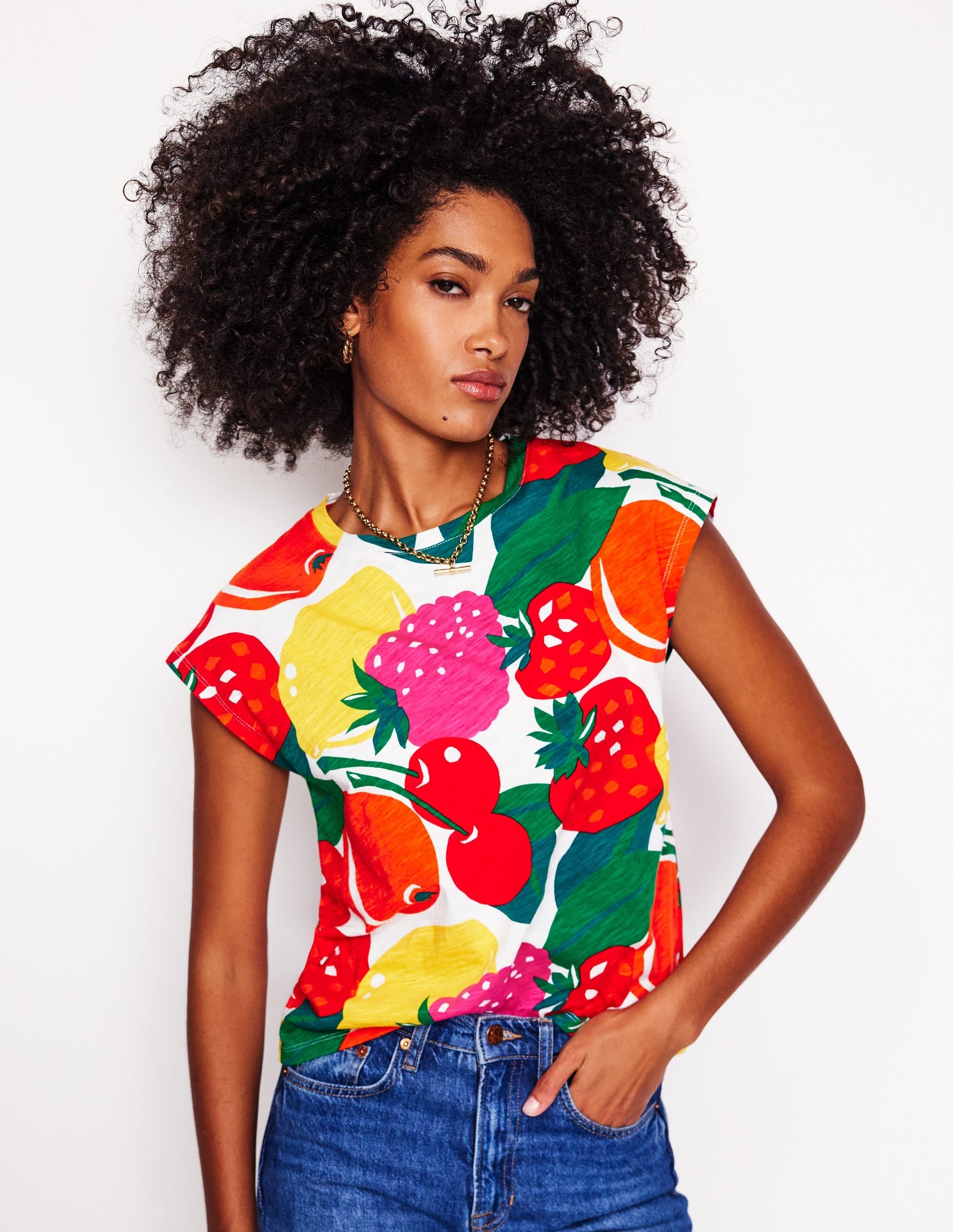 Printed Slub T-Shirt-Multi, Summer Fruits-4