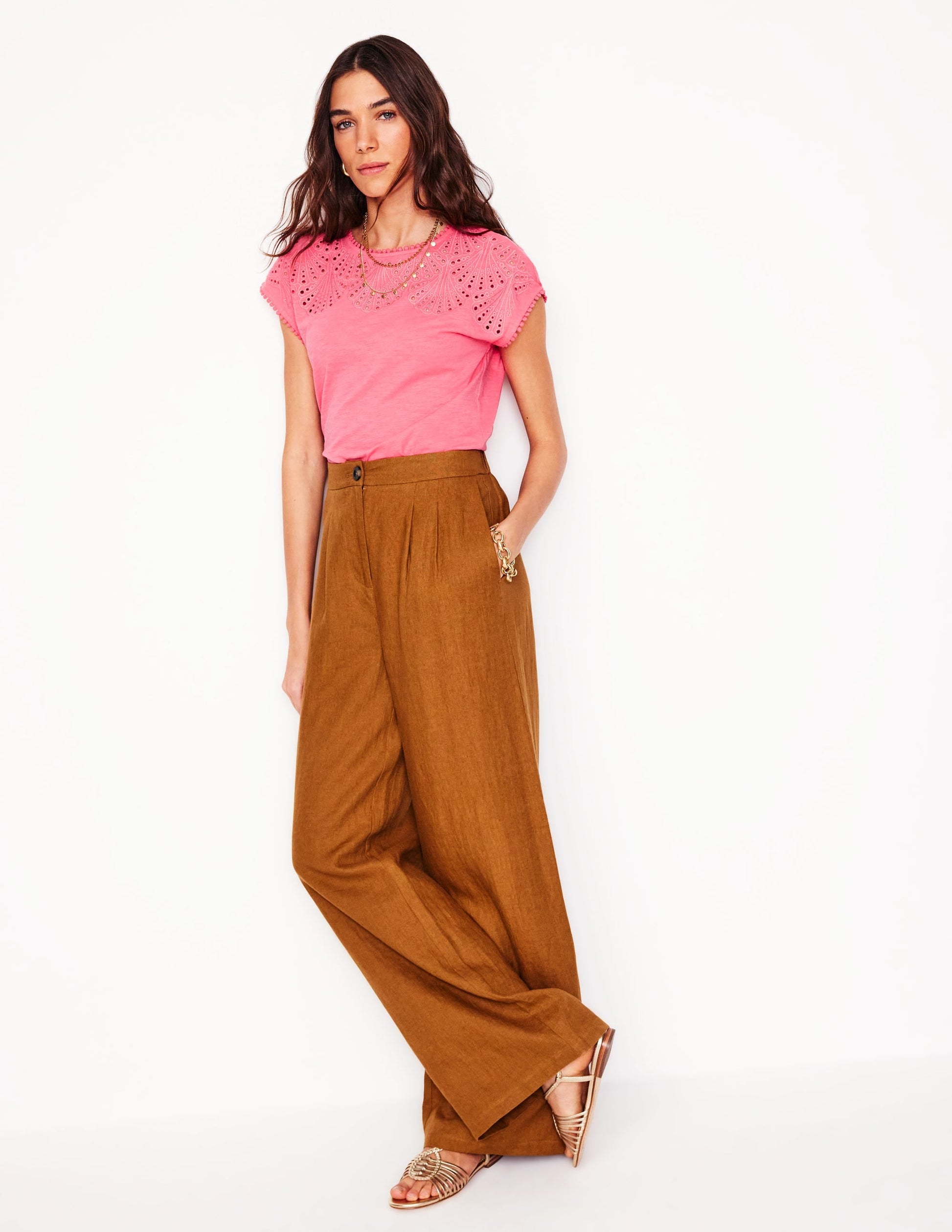 Anya Broderie T-shirt-Azalea Pink-5