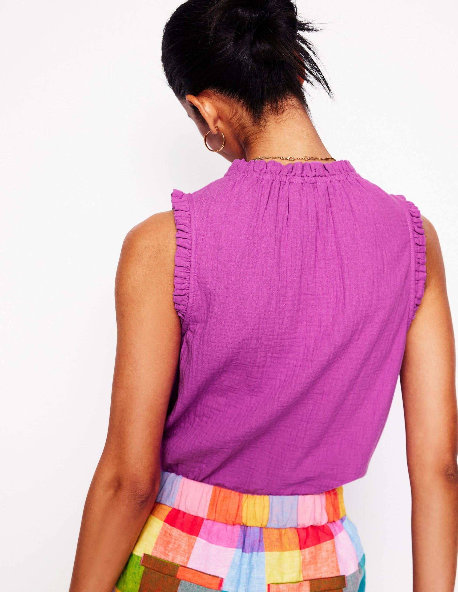 Sophie Ruffle Double Cloth Top-Foxglove Purple-3
