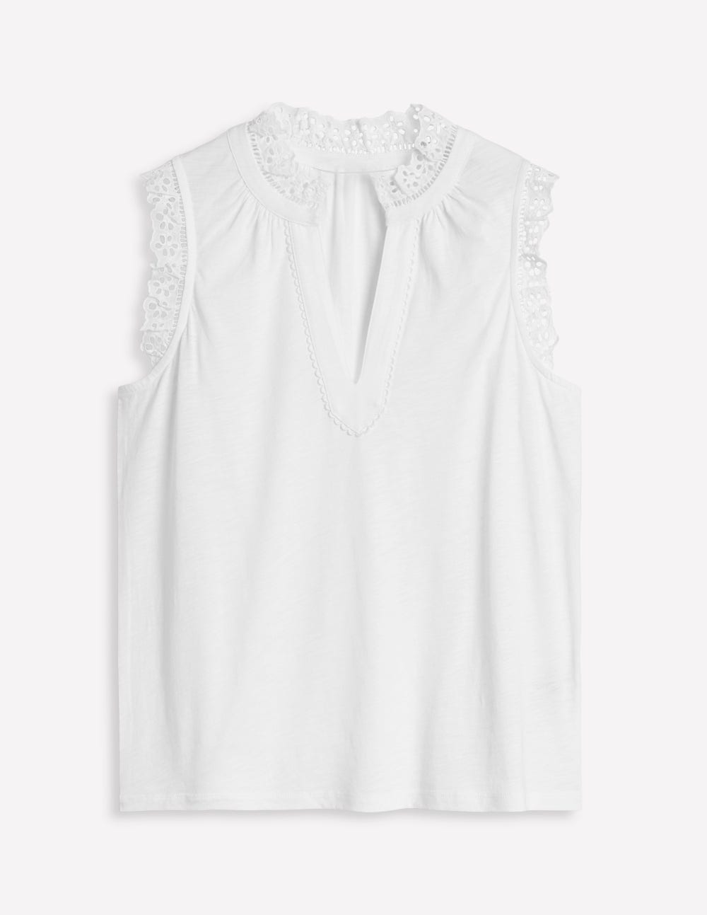 Aria Broderie Trim Vest-White-4