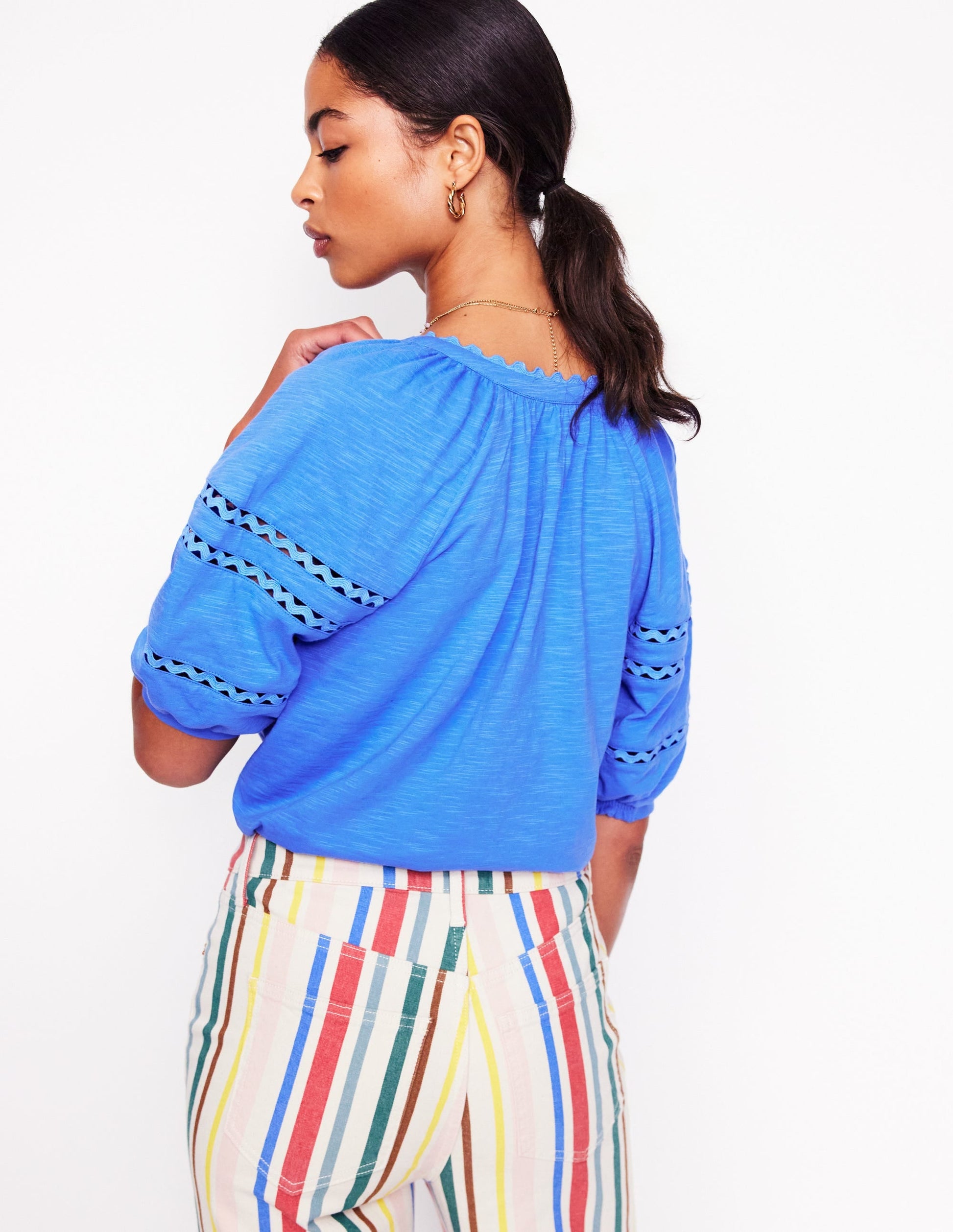Maisy Rikrak Trim Top-Ocean Blue-3