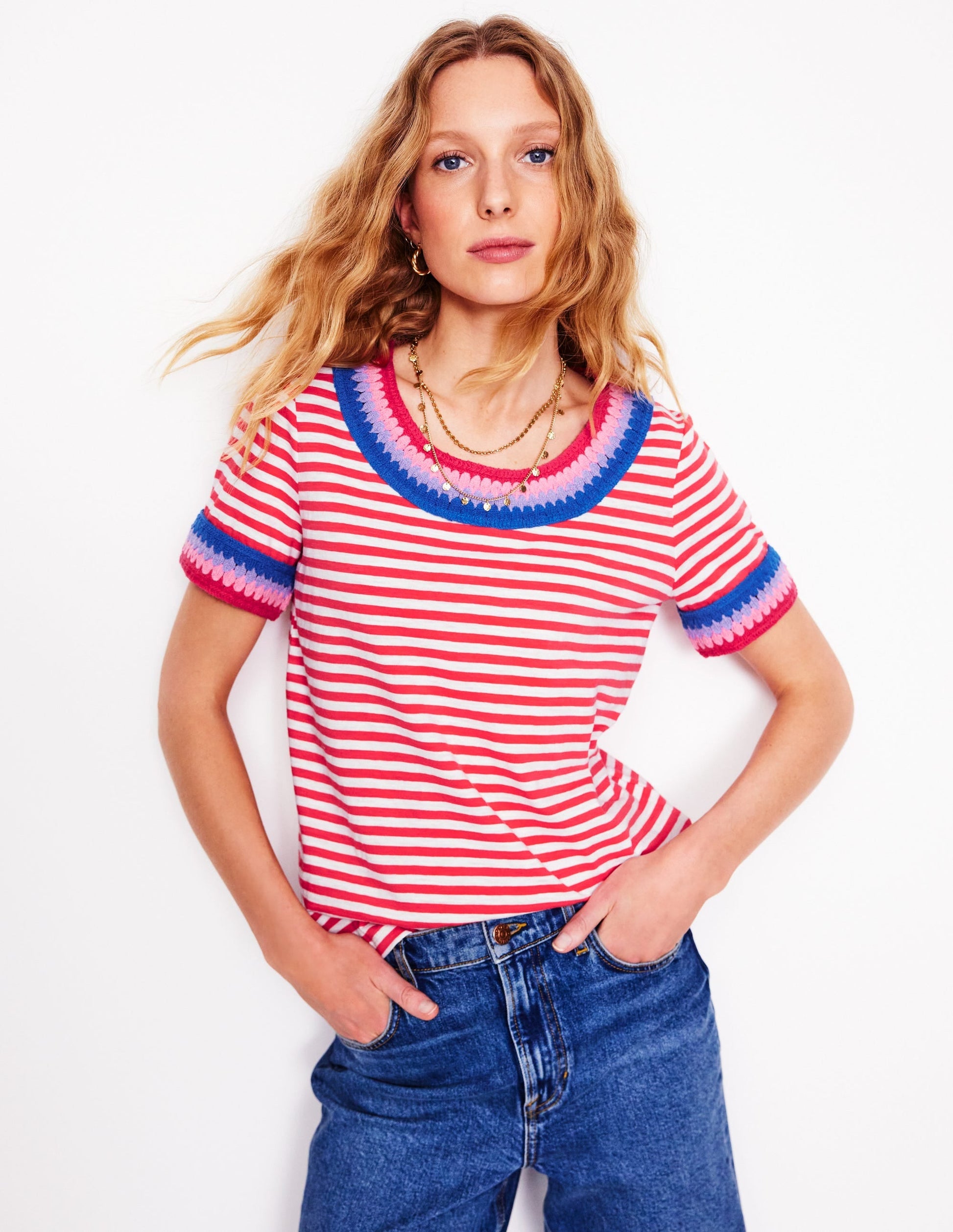 Fae Crochet T-shirt-Ivory, Cayenne-1