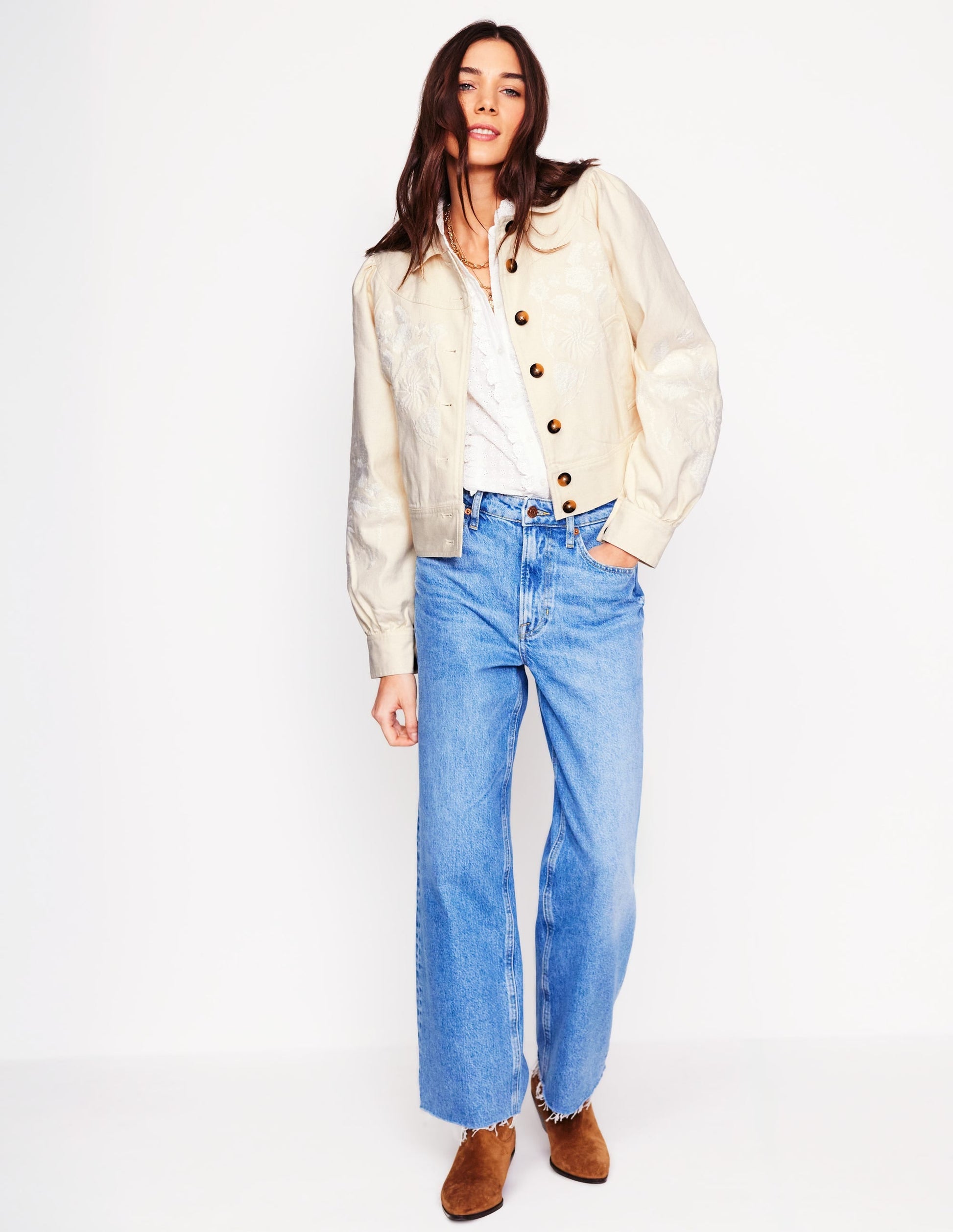 Collared Embroidered Jacket-Ivory, Embroidery-5