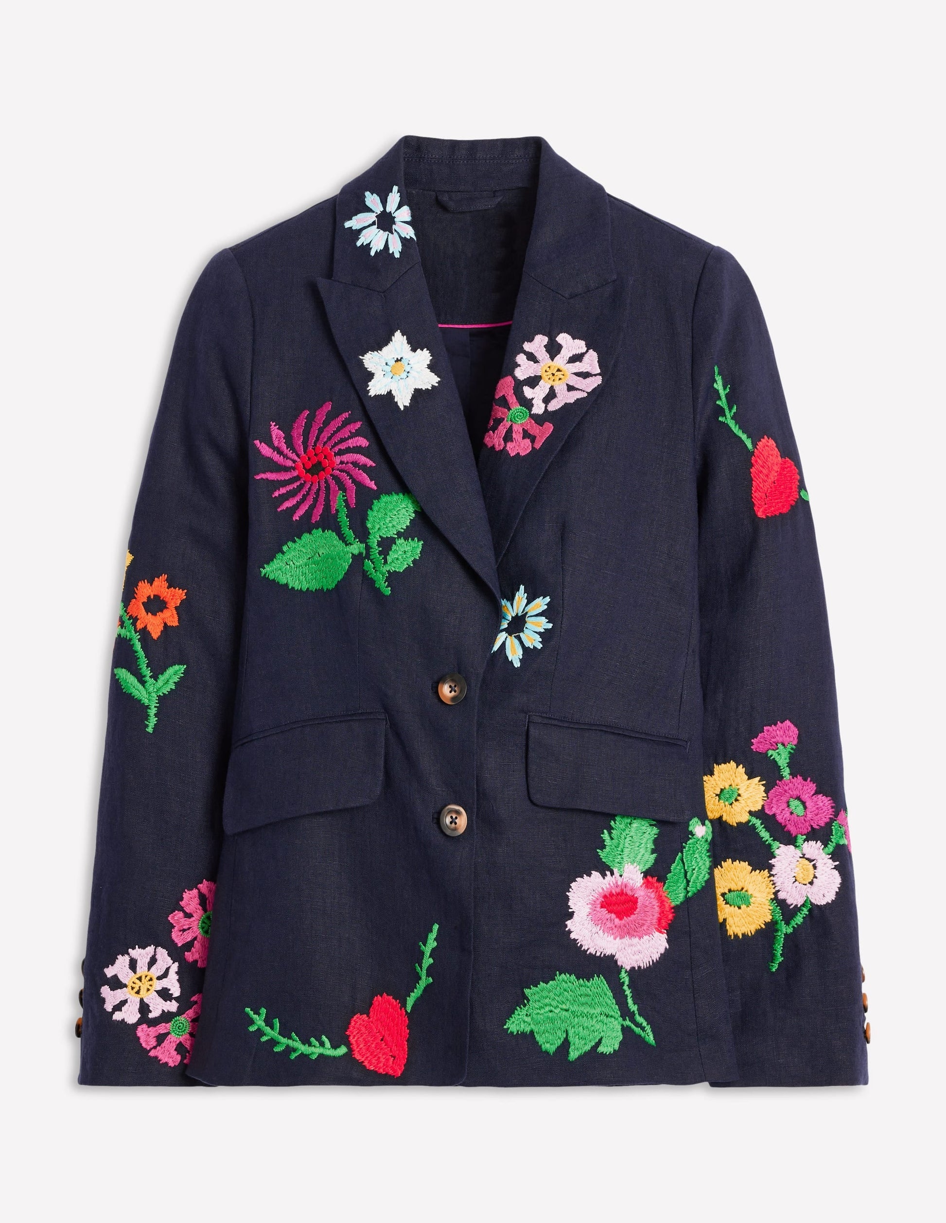 Marylebone Interest Blazer-Navy Embroidery-6
