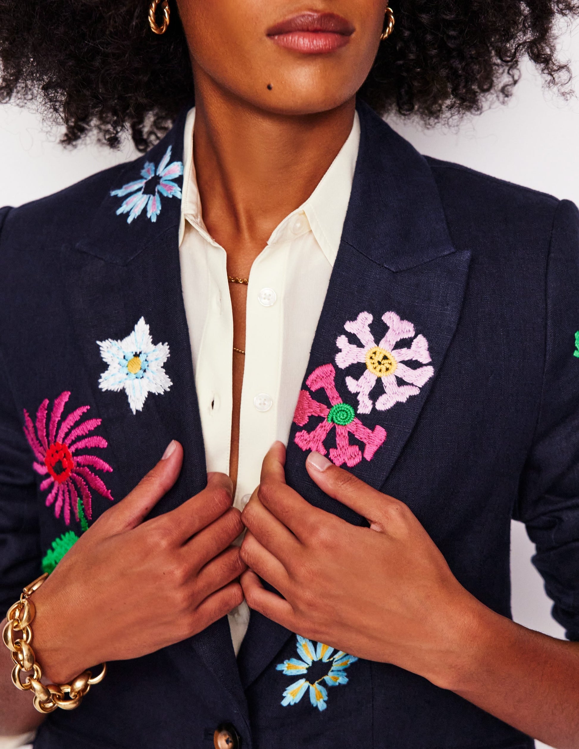 Marylebone Interest Blazer-Navy Embroidery-3