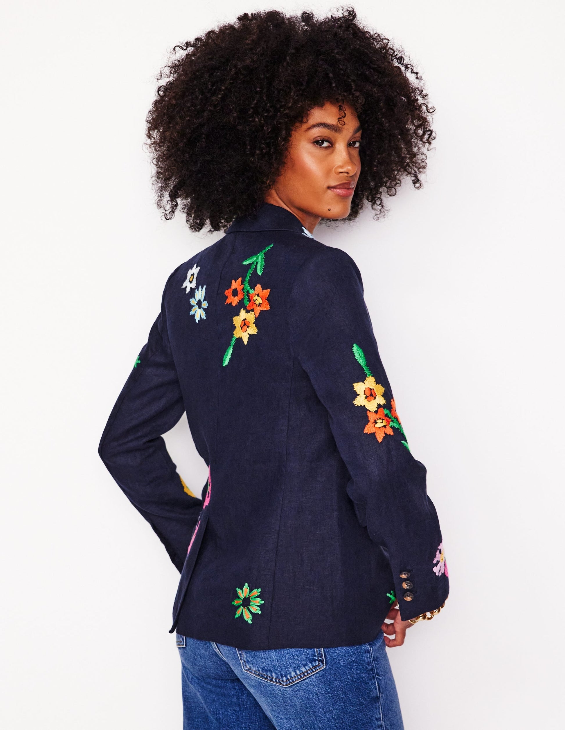 Marylebone Interest Blazer-Navy Embroidery-4