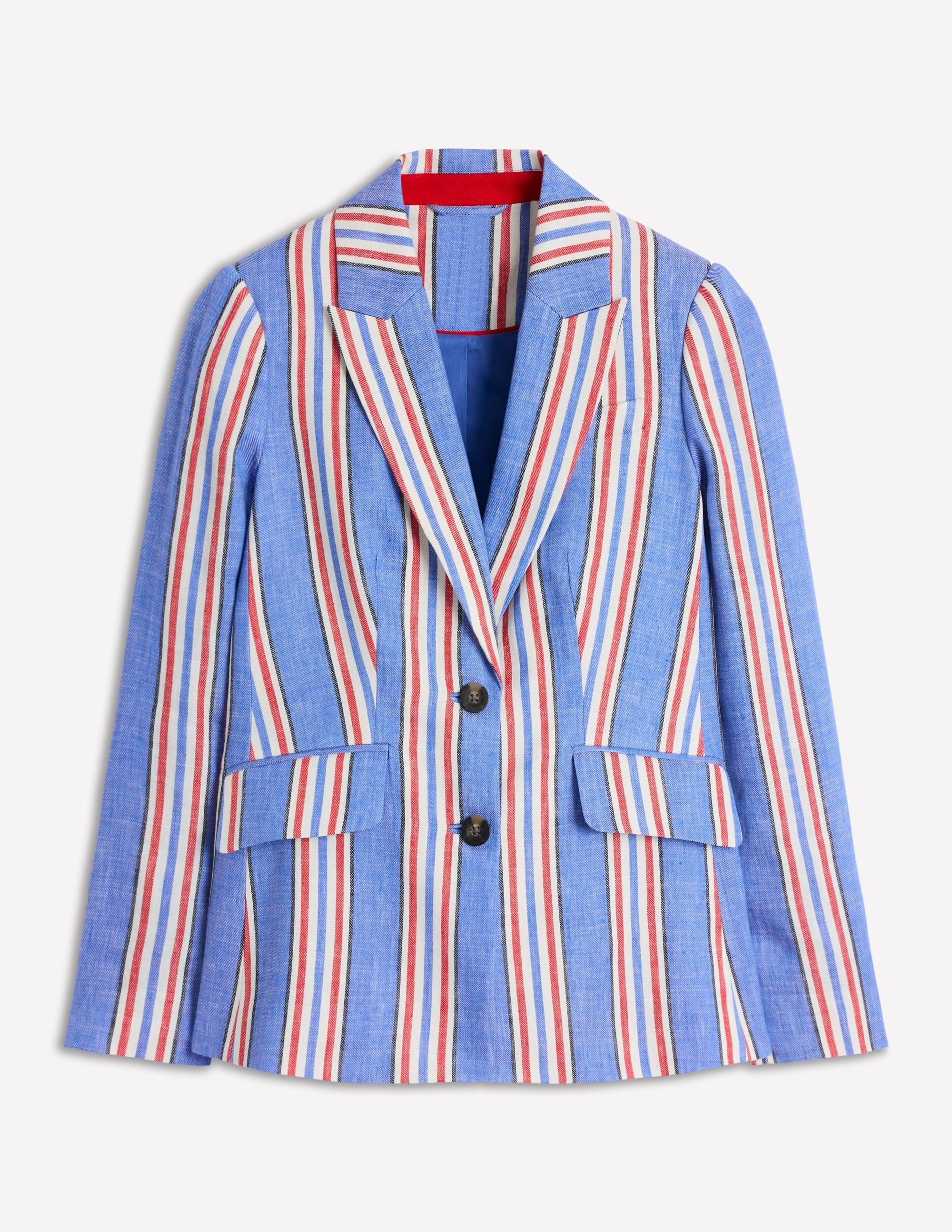 Stamford Linen Blazer-Peacock Plume, Red Stripe - Image 5