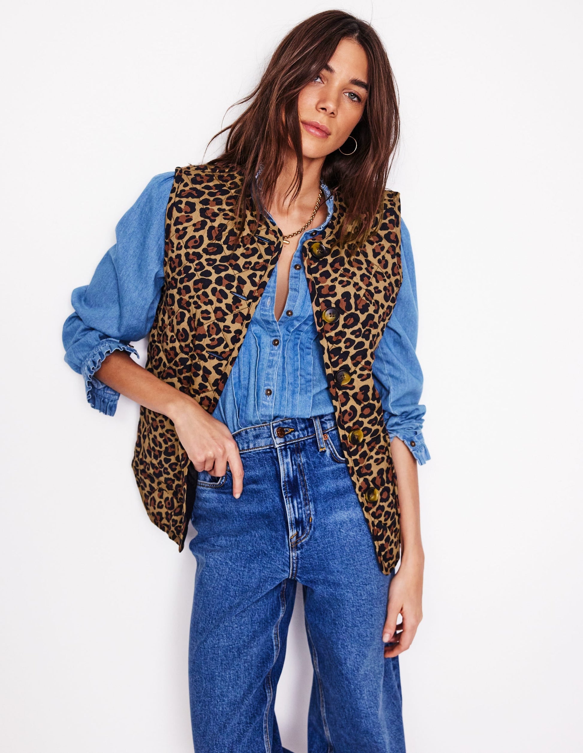 Printed Quilted Gilet-Leopard-1