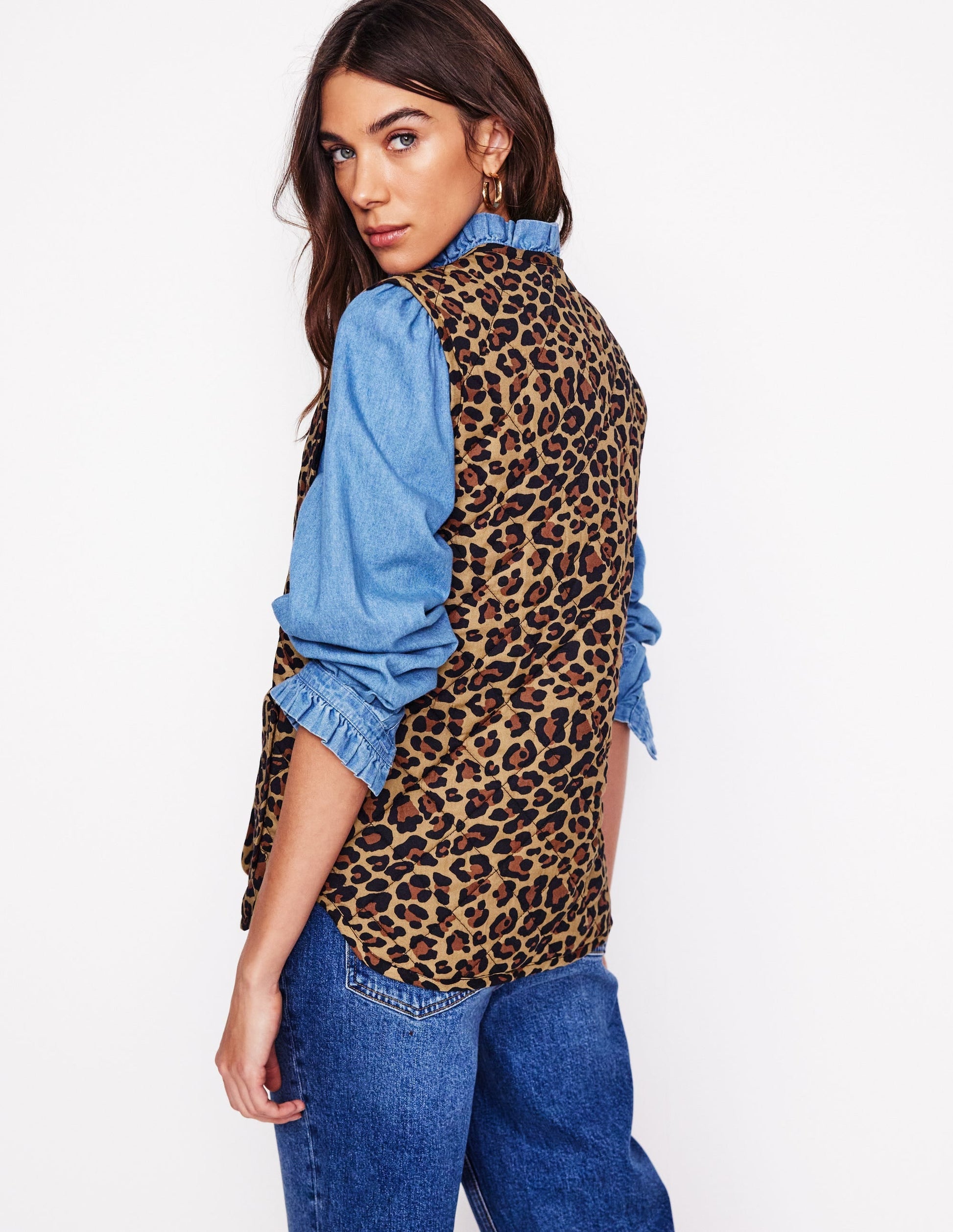 Printed Quilted Gilet-Leopard-3