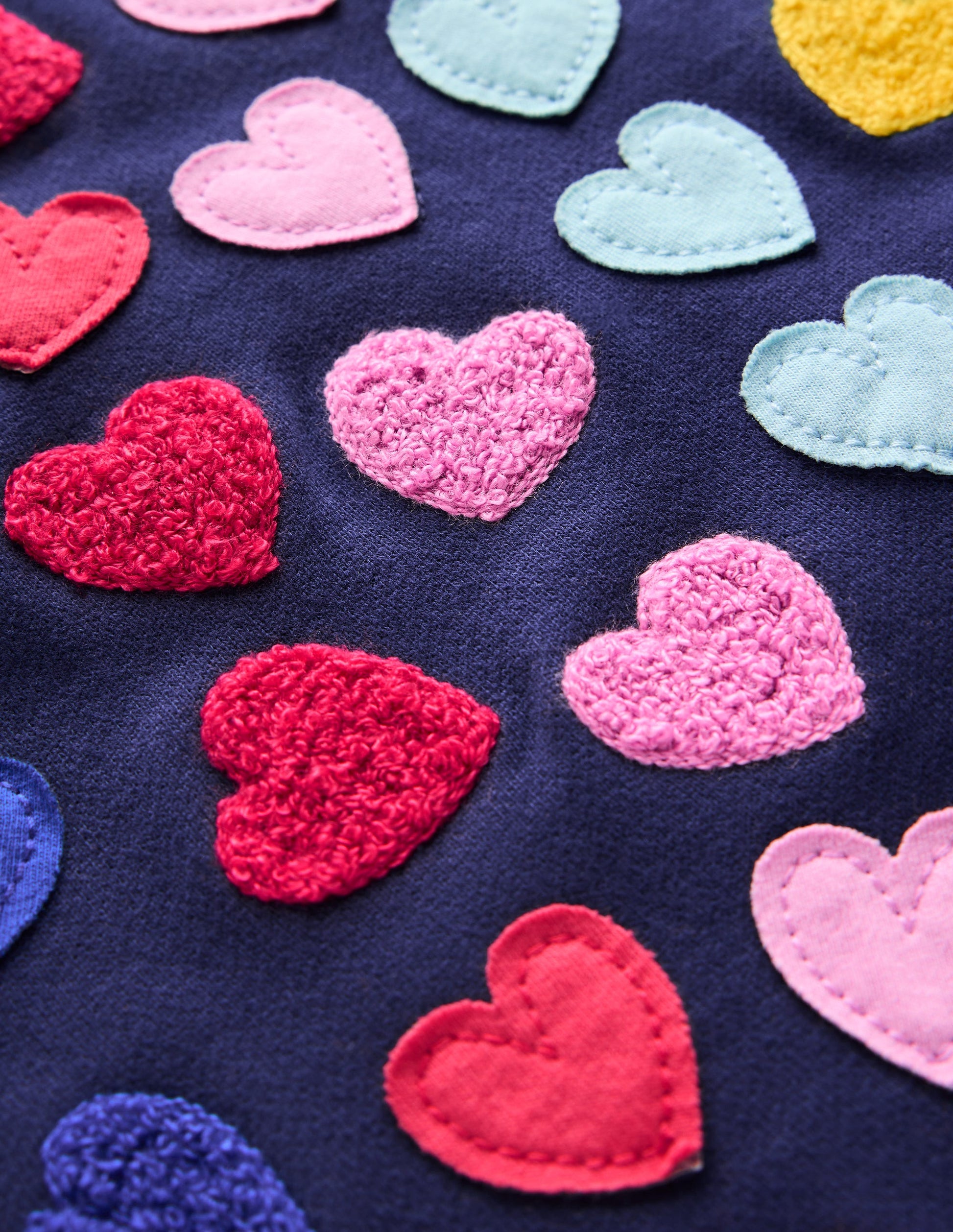 Ida Sweatshirt Appliqué Dress-College Navy Rainbow Hearts-3