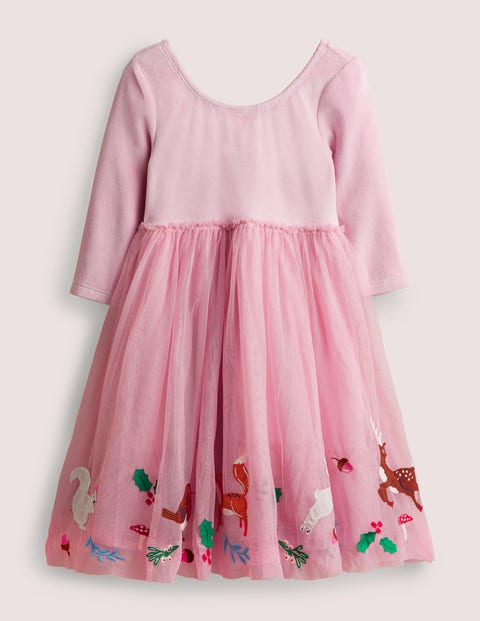 Pink Velvet Bodice Tulle Christmas Party Dress